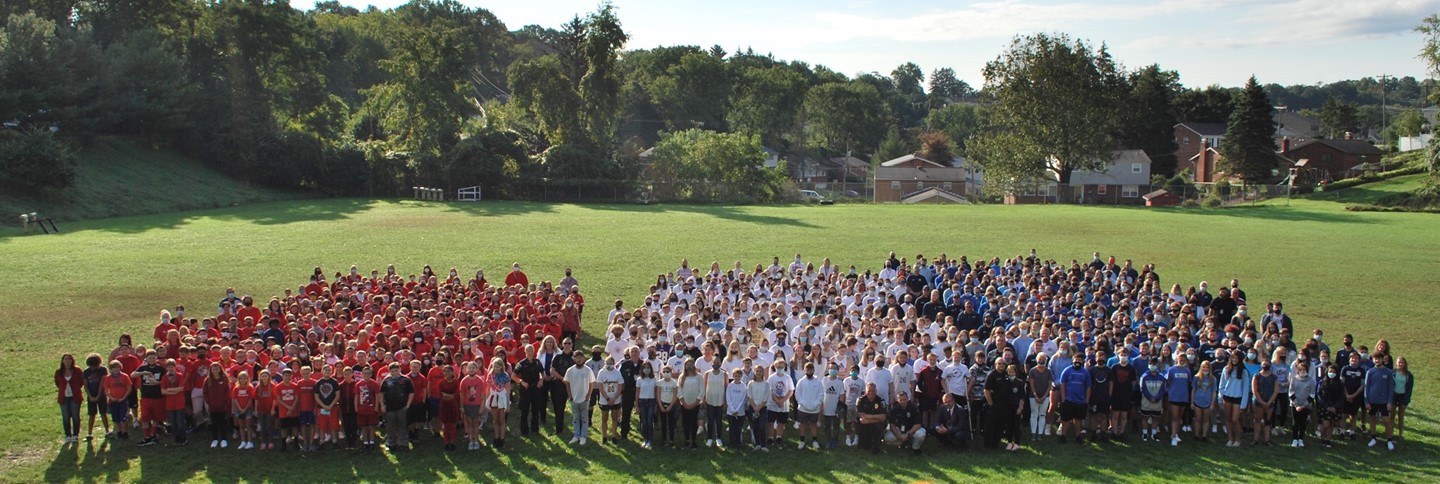 Students dress in red, white and blue