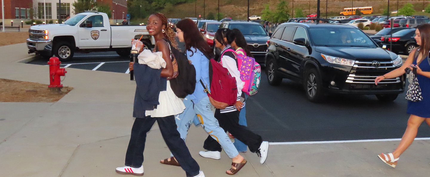 TJ Students walk into school on the first day